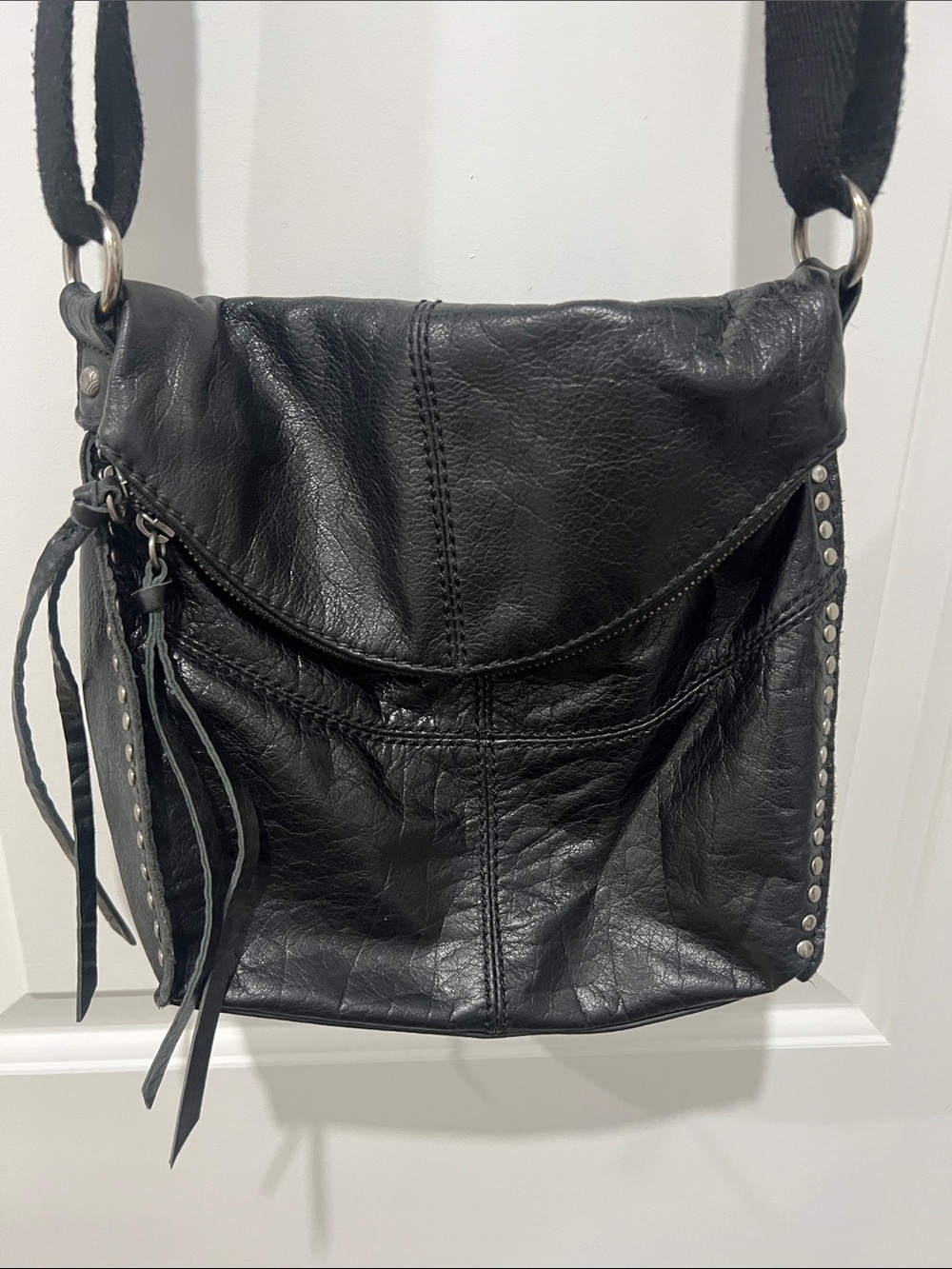The Sak Black Leather Crossbody with Stud Accents
